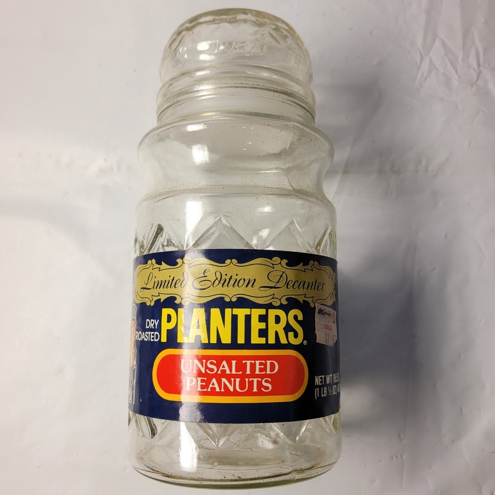 Planters Peanuts‎ Glass Decanter Vintage 1984 Mr Peanut Limited Edition Jar